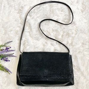 STUART Weitzman Vintage Black Leather Shoulder Bag